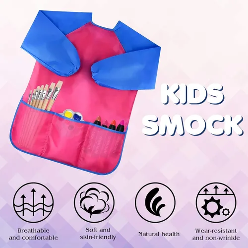 Miniatura 5 de Bassion Kids Art Smock, Toddlers Painting Aprons Colorful Waterproof Children Artist Smock Age 2-8 Years Gifts