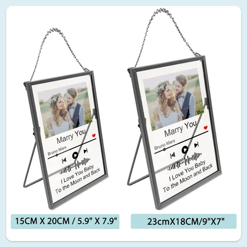 Miniatura 4 de Placa de canción acrílica personalizada con marco de fotos, cubierta de álbum de fotos personalizada para el día de San Valentín, aniversario, boda