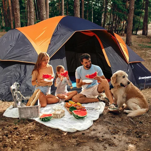 Miniatura 9 de EchoSmile - Tienda de campaña para 10/12 personas, resistente al agua y al viento, con toldo de lluvia, fácil de instalar para acampar al aire