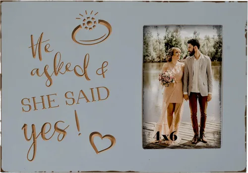 Miniatura 10 de Buecasa Regalos de compromiso de boda para parejas, mujeres, novias, novias, novios, marco de fotos grabado de 4 x 6 pulgadas, deja que la aventura
