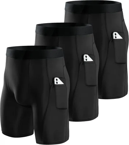 Niksa Pantalones cortos de compresión para hombre, paquete de 3 unidades, ropa interior de compresión para hombre, pantalones cortos deportivos con
