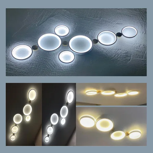 Miniatura 8 de Lámpara de techo LED de 3 luces, 22 pulgadas, moderna lámpara de techo empotrada de madera de 20 W regulable para sala de estar, dormitorio, cocina