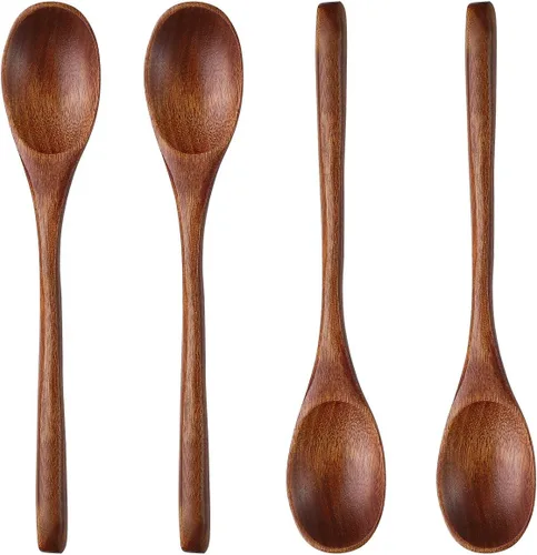 Miniatura 5 de Cuchara de madera de mango largo para mezclar café, té, mermelada y sal de baño en la cocina, cuchara de mesa respetuosa con el medio ambiente, 8.6