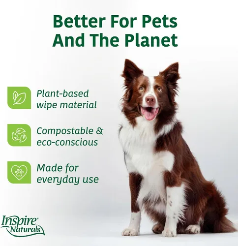 Miniatura 7 de Inspire Naturals Toallitas para mascotas para perros y gatos 100% naturales a base de plantas con antioxidantes orgánicos, desodorizante de limpieza