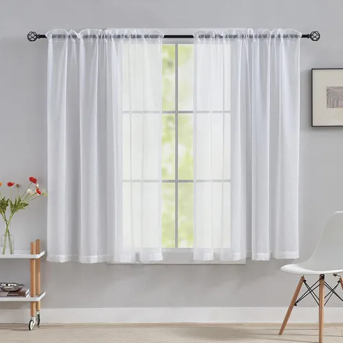 Miniatura 13 de Home Brilliant Cortinas traslúcidas para sala de estar de 45 pulgadas de largo, paneles de ventana pequeños para dormitorio, cortinas cortas
