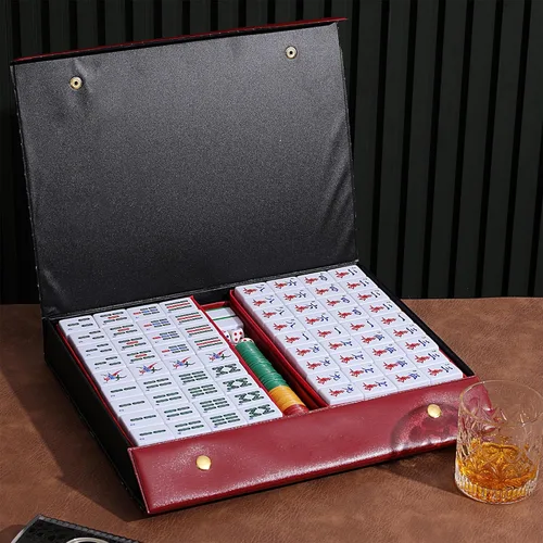 Miniatura 2 de Mose Cafolo - Mahjong Chino XL, 146 azulejos numerados de melamina de 1.5 pulgadas, con estuche de viaje para llevar, manual en inglés, juego