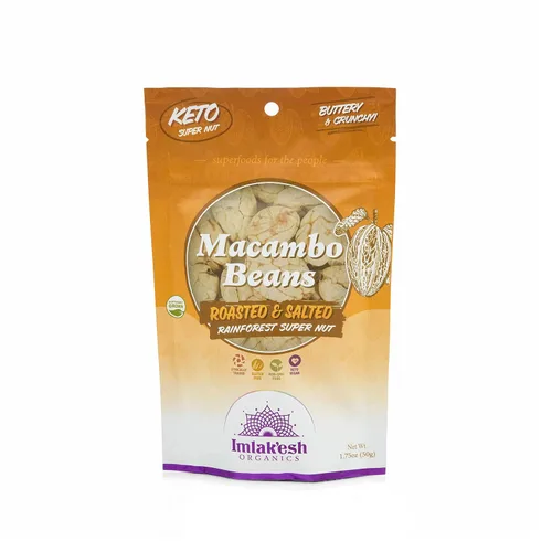 Imlak'esh Organics, Frijoles macambo (bolsa de 1.75 onzas), súper nueces para aperitivos, ceto, paleo, regenerativos, reliquia, fibra, proteínas,