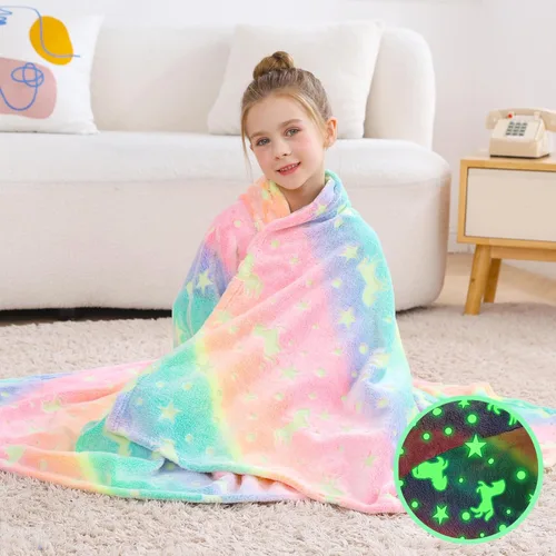 Softan Manta Decorativa de Unicornios para Niños que Brilla en la Oscuridad, Regalos de Manta para Niños y Niñas, Manta de Franela Suave y Acogedora