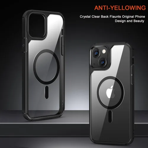 Miniatura 2 de TENDLIN Funda magnética compatible con iPhone 13 mini [compatible con MagSafe] funda protectora suave transparente con parte trasera dura (negro)