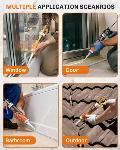 Miniatura 7 de WELLUCK Sellador de Silicona Transparente, 100% Adhesivo Sellador de Silicona Impermeable, para RV, Cocina, Baño, Ventana, Puerta, Vidrio, 10.2 FL.