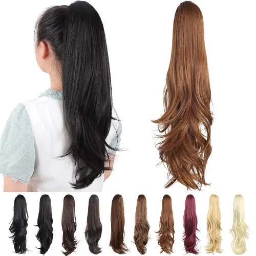 Miniatura 214 de Extensiones de cola de caballo de cabello rubio, extensiones de cola de caballo para mujer, pinza de extensiones de cabello rizado de 12 pulgadas