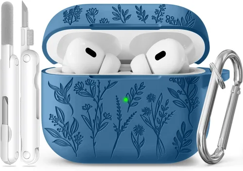 Miniatura 61 de Funda para Airpods Pro 3 con tapa magnética, fundas grabadas con flores para Apple AirPods Pro de 3ª generación 2025, funda de silicona suave