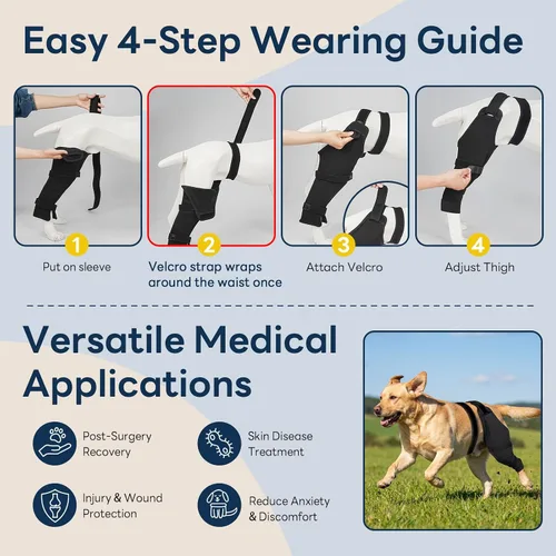 Miniatura 7 de Funda para perro para patas traseras para dejar de lamer, manga de recuperación quirúrgica mejorada para heridas de piernas traseras y traseras