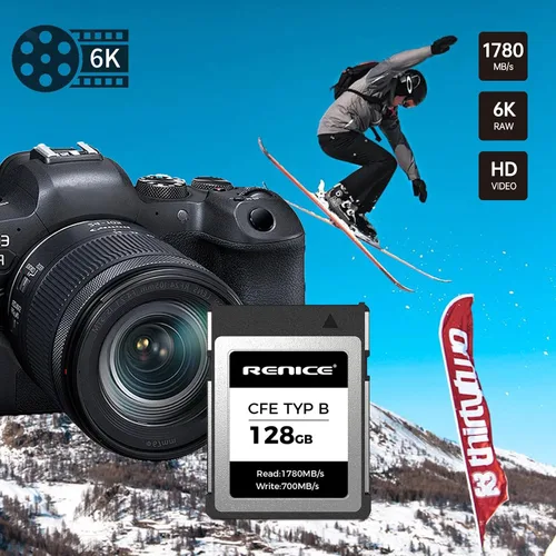 Miniatura 2 de RENICE Tarjeta de memoria CFexpress tipo B de 128 GB, lectura de hasta 1780 MB/s, grabación de video HD RAW 6K, para fotógrafos, videógrafos