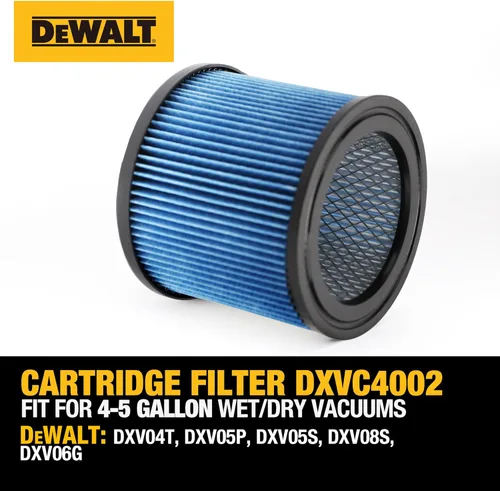 Miniatura 4 de DEWALT Filtro de vacío de repuesto DXVC4002, apto para la mayoría de aspiradoras húmedas y secas de 4 a 5 galones, filtro de cartucho de alta