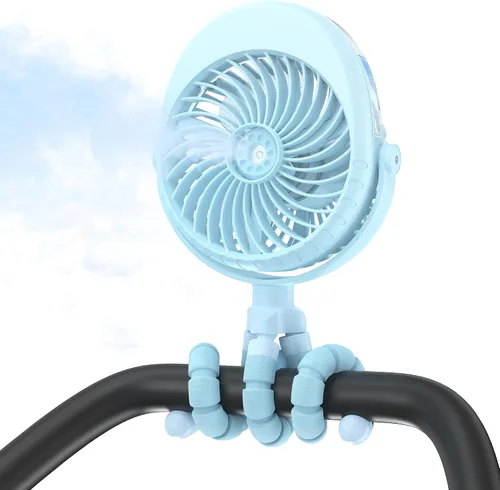 Miniatura 9 de Ventilador de cochecito de bebé con nebulización actualizado 2026, clip de trípode flexible para cuna de asiento de automóvil, regalos de baby