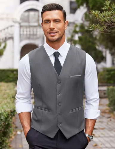 Miniatura 2 de Coofandy chaleco para traje o esmoquin con 5 botones, para hombre.