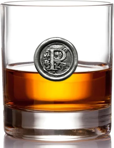 English Pewter Company - Vaso de whisky de 11 onzas con inicial de monograma, regalos únicos para hombres, regalos personalizados con tu elección de