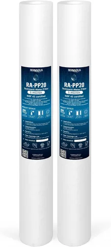 Miniatura 10 de Ronaqua Cartucho de filtro de agua de sedimentos estándar de 5 micrones de 20 x 2.5 pulgadas, certificado NSF, filtración de 4 capas para sistemas