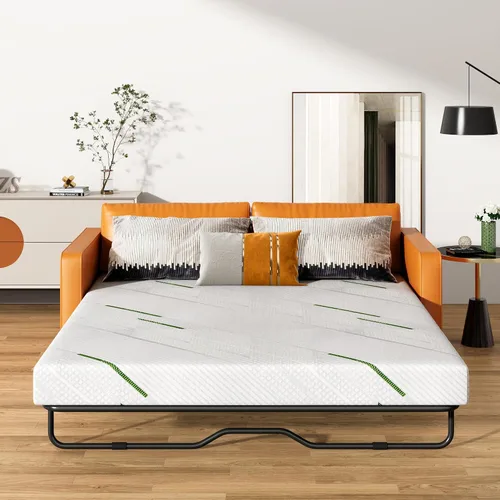 Miniatura 17 de Colchón para sofá cama de 4 pulgadas, repuesto de espuma viscoelástica de gel con funda de patrón geométrico transpirable lavable, soporte