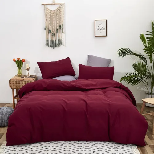 Miniatura 11 de Juego de edredón morado, tamaño matrimonial, color malva sólido, suave, moderno, color oscuro, transpirable, para mujeres y hombres, edredón lavanda