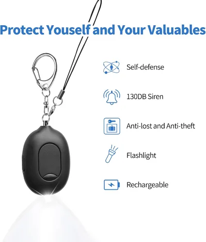 Miniatura 7 de Door Stop Alarms for Travel, 130dB Loud Portable Vibration Sensor with LED Flashing, USB Rechargeable Security Alarm for Travel Hotel Home