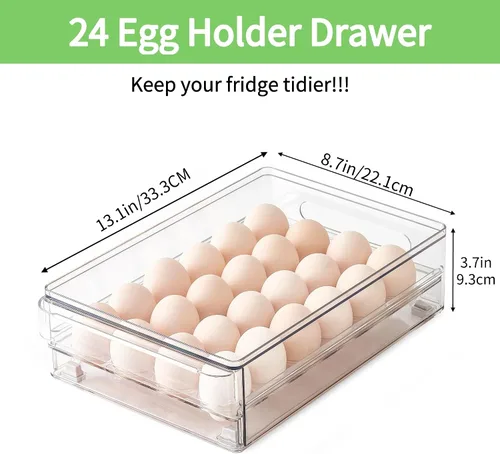 Miniatura 2 de vacane Soporte para huevos de capacidad para 24 contenedores organizadores de refrigerador, contenedor de almacenamiento de huevos sin BPA