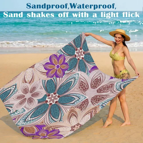 Miniatura 94 de Famstar Beach Blanket Oversized Extra Large 78"X81"/10'X9',Waterproof Sandproof Beach Blanket 2-8 Adults Lightweight Durable for Travel Camping