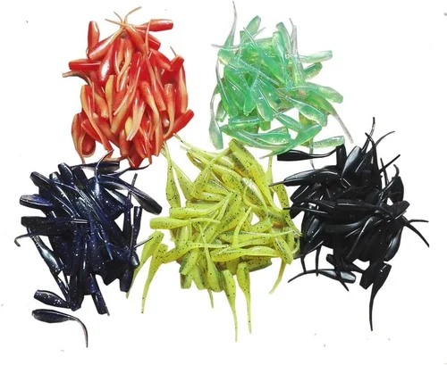 Coloridos cebos suaves de renacuajo (PVC/1.97 pulgadas/0.04 onzas/50 unidades de paquete/5 opciones de colores)