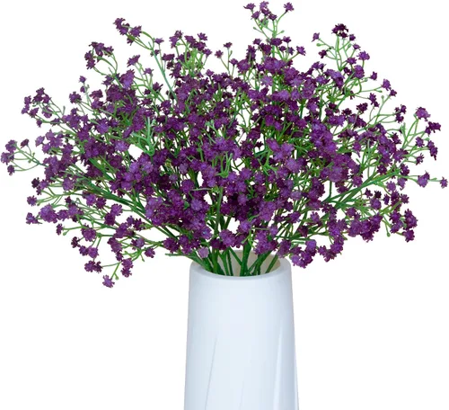 Miniatura 9 de Ramo de flores artificiales de gypsophila azul oscuro, 12 tallos de flores de tacto real para bodas, fiestas, coronas, arreglos florales, decoración