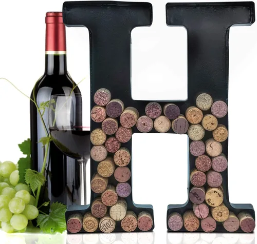 Miniatura 16 de Made Easy Kit Letra de metal para corchos de vino, monograma para atesorar recuerdos y soporte con kit de montaje en pared gratuito A-Z