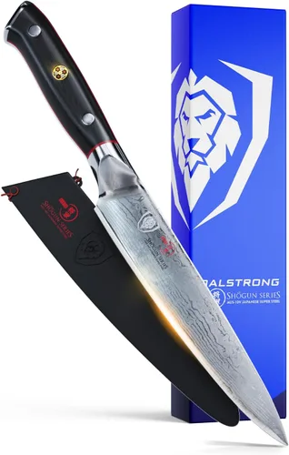 DALSTRONG Cuchillo utilitario - Shogun Series Petty - Damasco - Japonés AUS-10V Super Steel - Tratamiento térmico al vacío - 6 pulgadas - Funda