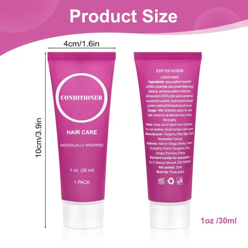 Miniatura 2 de Acondicionador de tamaño de viaje a granel, mini muestra de cabello envuelta individualmente, acondicionador pequeño para hombres y mujeres