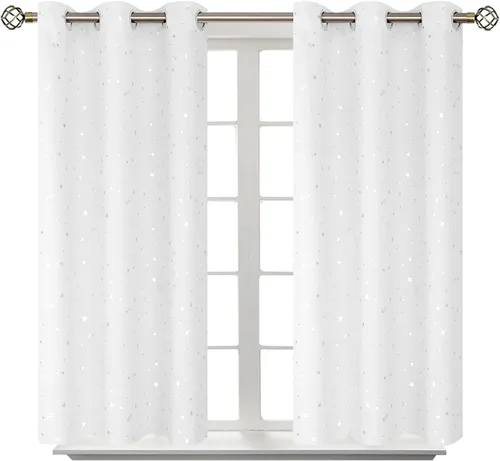 Miniatura 78 de BGment Cortinas opacas para dormitorio infantil, con aislamiento térmico, con ojales, estampado de estrellas plateadas, cortinas para oscurecer