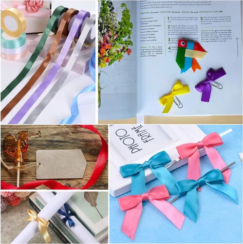 Miniatura 6 de Cinta de satén de oro rosa, 3/8 pulgadas x 25 yardas, cinta de tela rosa para envolver regalos, manualidades, boda, baby shower, fabricación