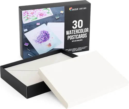 Tarjetas de acuarela en blanco con sobres no plegados, paquete de 30: 30 postales y 30 sobres de 5 x 7 pulgadas, postales de acuarela de 300 GSM,