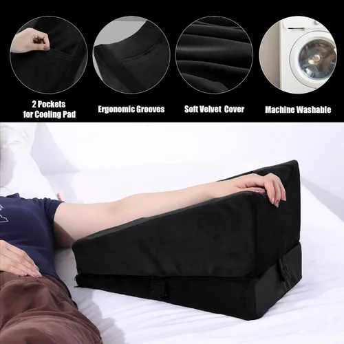 Miniatura 6 de BALAPET Almohada de elevación de brazo ajustable 2 en 1 con bolsillos, cojín ergonómico de cuña para apoyo poscirugía, almohada de refuerzo