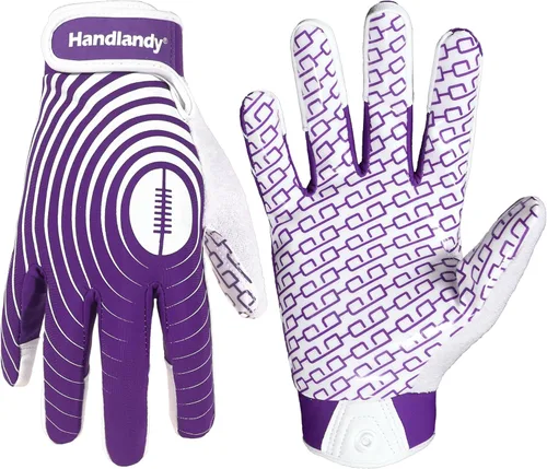 Miniatura 10 de HANDLANDY Guantes de fútbol para jóvenes, guantes receptores adhesivos para niños, guante de fútbol de súper agarre, mejor regalo para niños y niñas