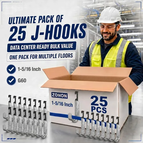 Miniatura 6 de Zonon 1 Pcs 25 Pcs J Hooks for Hanging Metal J Hook Hangers Cable Support with Bat Wing Heavy Duty G60 Galvanized Steel Cable Hooks for Attaching