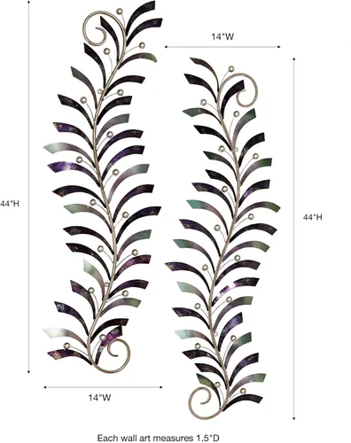 Miniatura 3 de Natures Dance - Juego de 2 piezas de arte de pared de metal, color morado