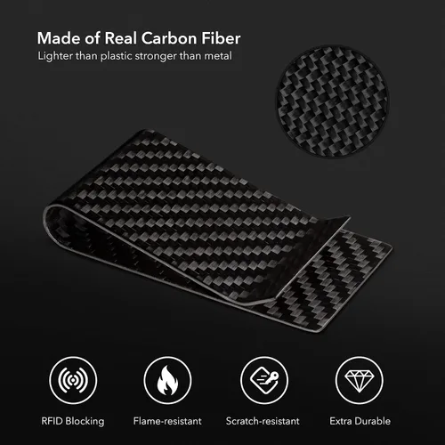 Miniatura 27 de SERMAN BRANDS Clip de dinero de fibra de carbono para hombres – Cartera delgada con clip de dinero RFID, bolsillo frontal minimalista, cartera EDC