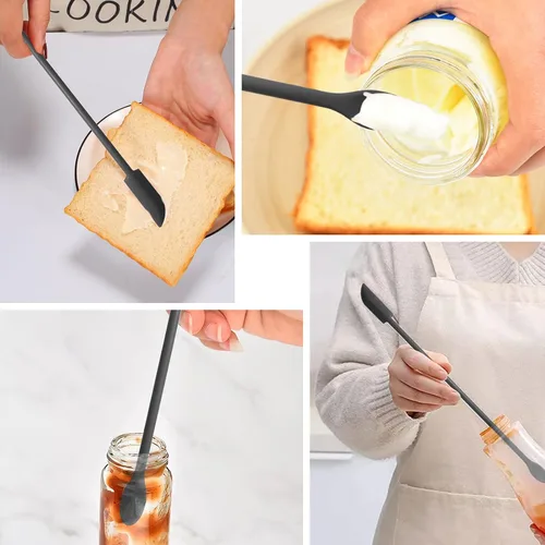Miniatura 5 de Juego de 5 espátulas de silicona resistentes al calor, juego de espátulas de cocina negras aptas para lavavajillas para utensilios de cocina Negro