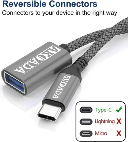 Miniatura 3 de Adaptador USB C a USB 3.0 (6.6 pies), USB tipo C macho a USB 3.0 hembra OTG cable Thunderbolt3 a USB adaptador USB para iPhone 17 16 15 Pro/Pro