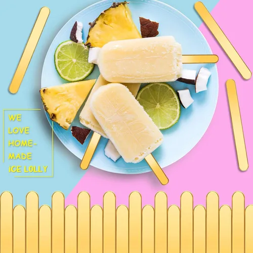 Miniatura 4 de Geiserailie 60 palitos acrílicos para tartas doradas, palitos de helado con purpurina, reutilizables, para tartas de dulces, fiestas familiares