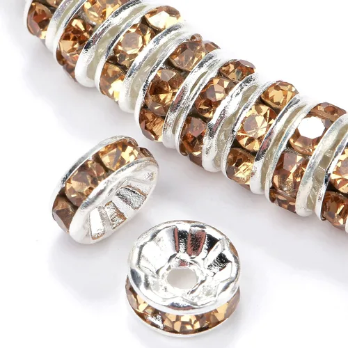 Miniatura 17 de Weebee 100 cuentas espaciadoras Rondelle, cuentas de cristal chapadas en plata, con diamantes de imitación checos, cuentas sueltas para hacer joyas
