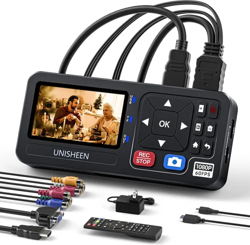 Miniatura 10 de Grabadora de video 1080P 60FPS USB2.0 con pantalla de 7 pulgadas, captura DVI/HDMI/CVBS/VGA/YPBPR desde VCR, DVD, cintas VHS, videocámaras, Hi8,