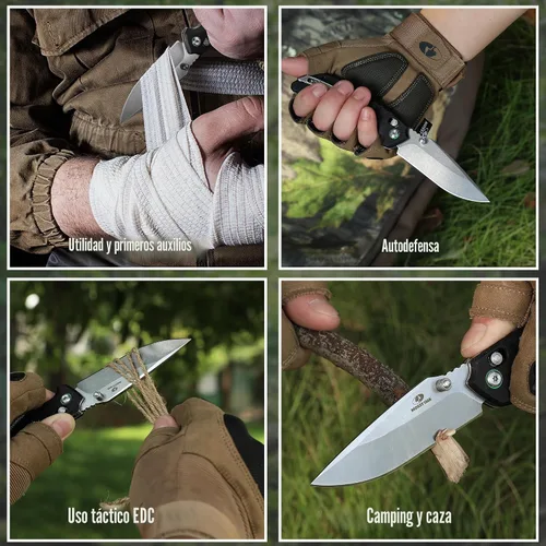 Miniatura 5 de Mossy Oak Cuchillo de bolsillo plegable, hoja de acero inoxidable con acabado stonewash de 4", cuchillo EDC, mango G10 con Axis Lock y clip