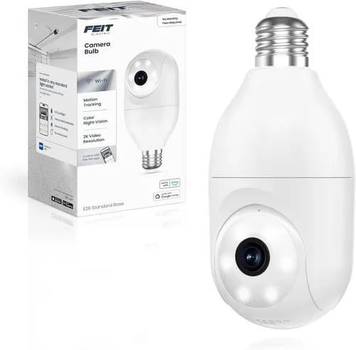 Feit Electric Foco de cámara de seguridad inteligente, resolución QHD 2K, audio de 2 vías, seguimiento humano, panorámica de 350°, visión nocturna,