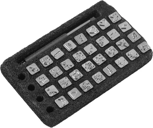 Miniatura 9 de 32 herramientas de estampado de cuero, patrones exquisitos de acero inoxidable, herramientas de perforación de sello de cuero para conectar