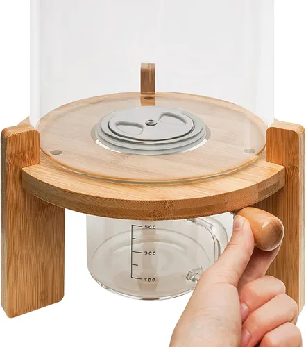 Miniatura 6 de AngelcityCC Recipiente de harina y cereales, dispensador de arroz de vidrio de 5 litros para organización de cocina y despensa, con tapa hermética